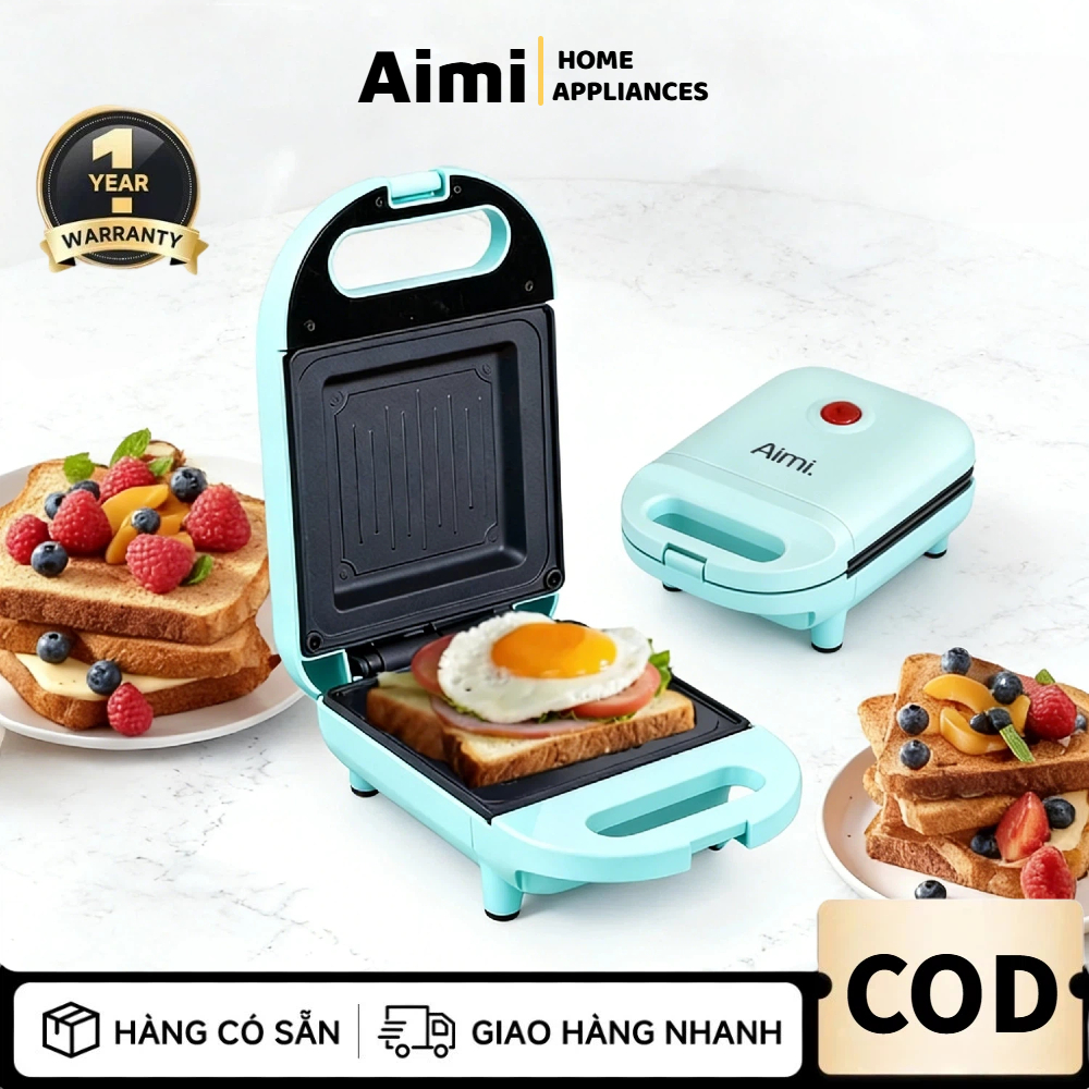 [Aimi] Máy Nướng Bánh Mì Sandwich Máy ăn sáng 650W công máy làm bánh kẹp Bảo Hành 12 tháng