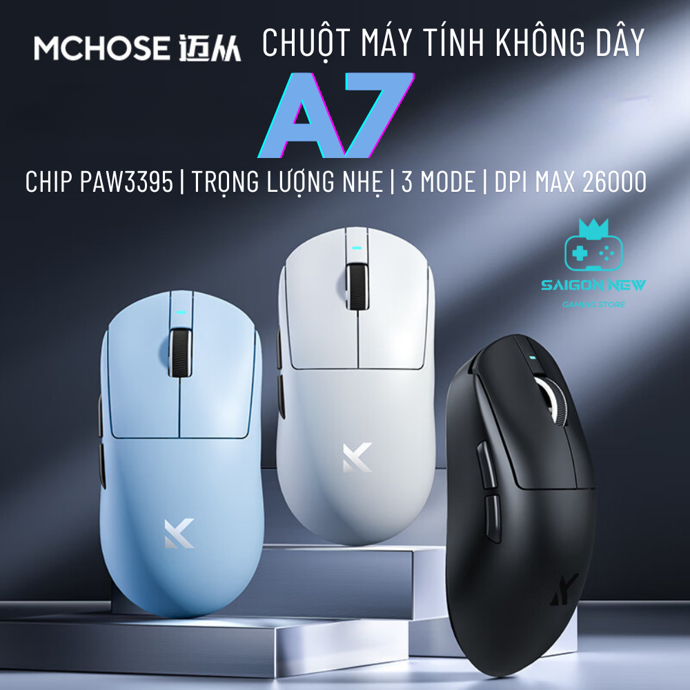 Chuột máy tính không dây Mchose A7 | A7 pro | A7 ultra - Hỗ trợ 3 mode kết nối - Trọng lượng nhẹ