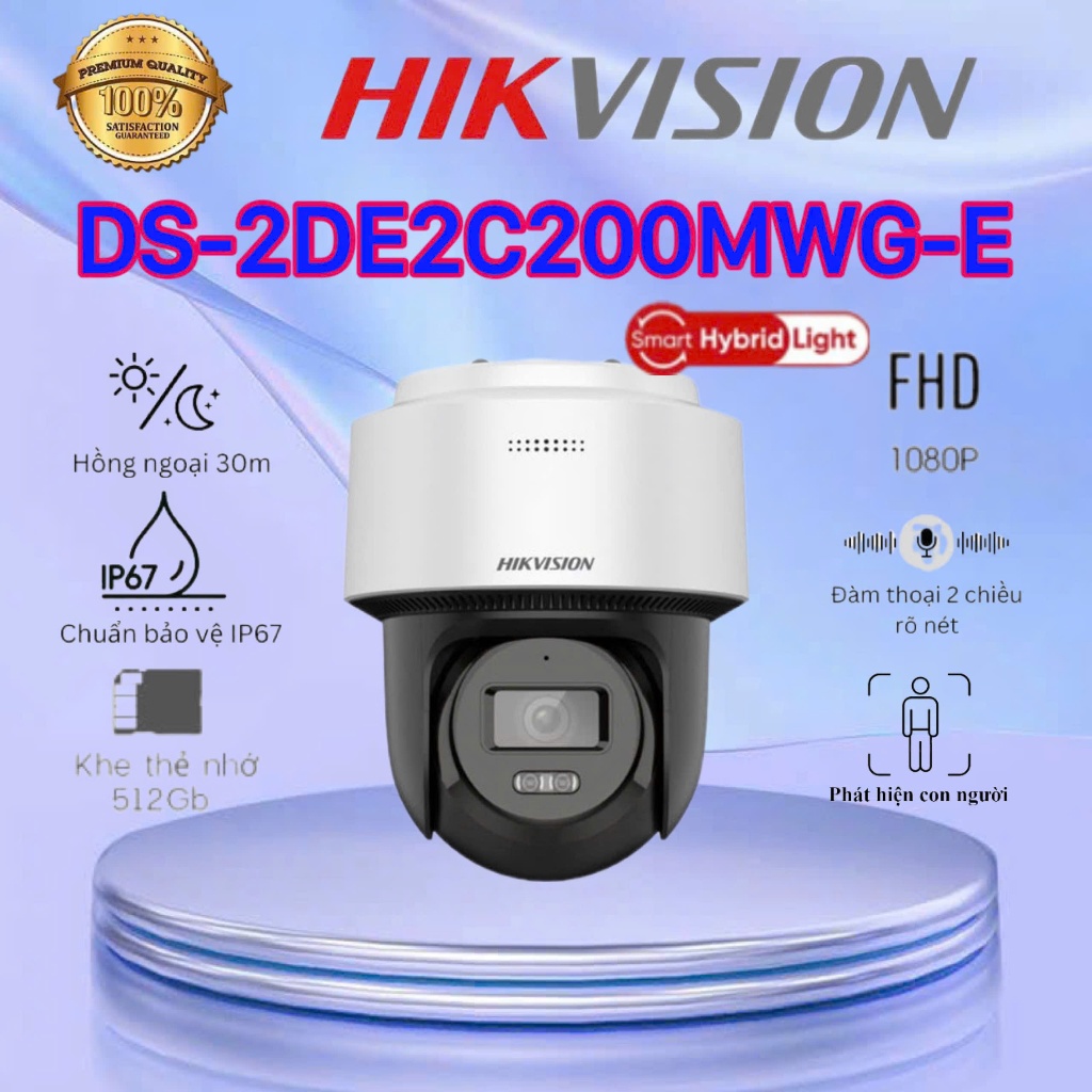 Camera IP Mini PT Smart Hybird Light 2MP HIKVISION DS-2DE2C200MWG-E