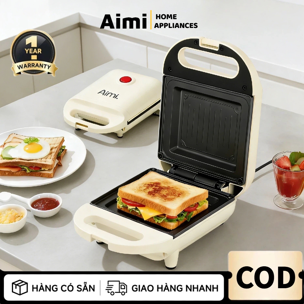 Máy Nướng Bánh Mì Sandwich Máy Nướng Bánh đa Năng Làm đồ ăn Sáng Tiện Lợi 650W bánh mì sandwich máy làm bánh kẹp