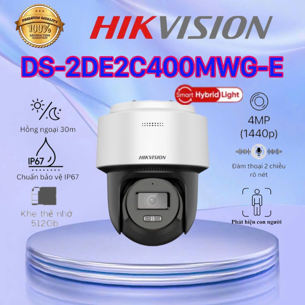 Camera IP Mini PT Smart Hybird Light 4MP HIKVISION DS-2DE2C400MWG-E