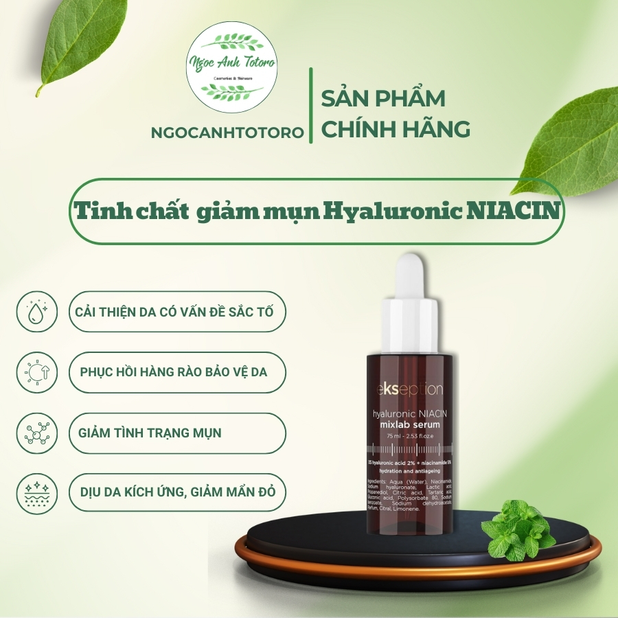 [Ekseption] Tinh chất giảm mụn Hyaluronic NIACIN Mixlab Serum Niacin Ekseption B3 HA cấp nước dưỡng 