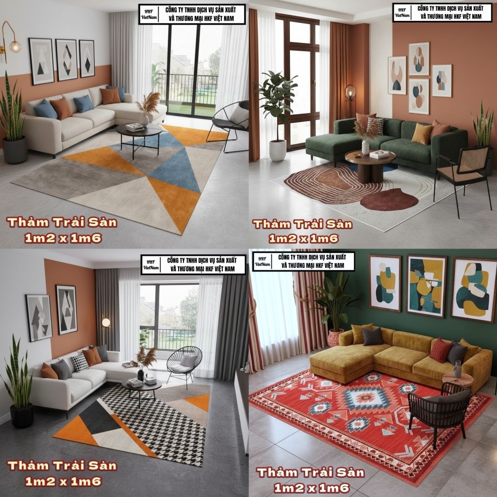 [HKF Việt Nam] Thảm trải sàn, thảm lì HOA VĂN Trang Trí 1m2 x 1m6 - Thảm Lì Bali Hàng Đẹp (Mặt Sau C