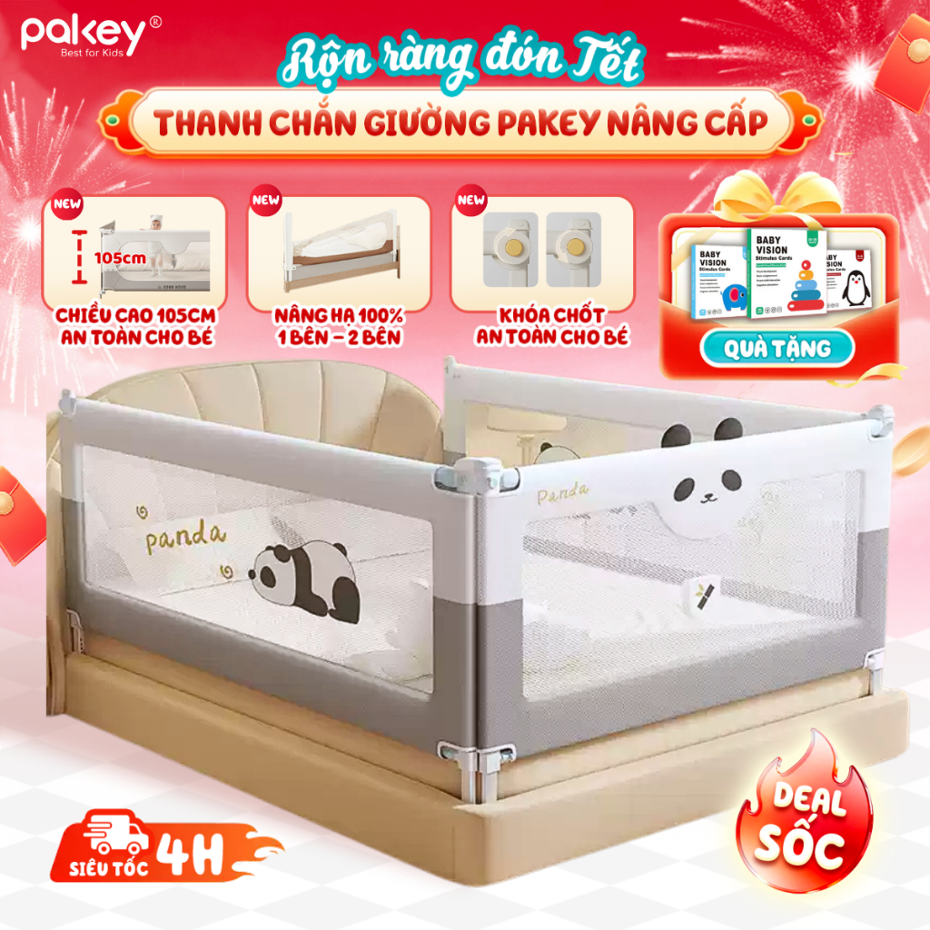 [MỚI] Thanh Chắn Giường Cho Bé PAKEY Chính Hãng - Thanh Chặn Giường S1 Mẫu Mới Cải Tiến Chiều Cao Đế