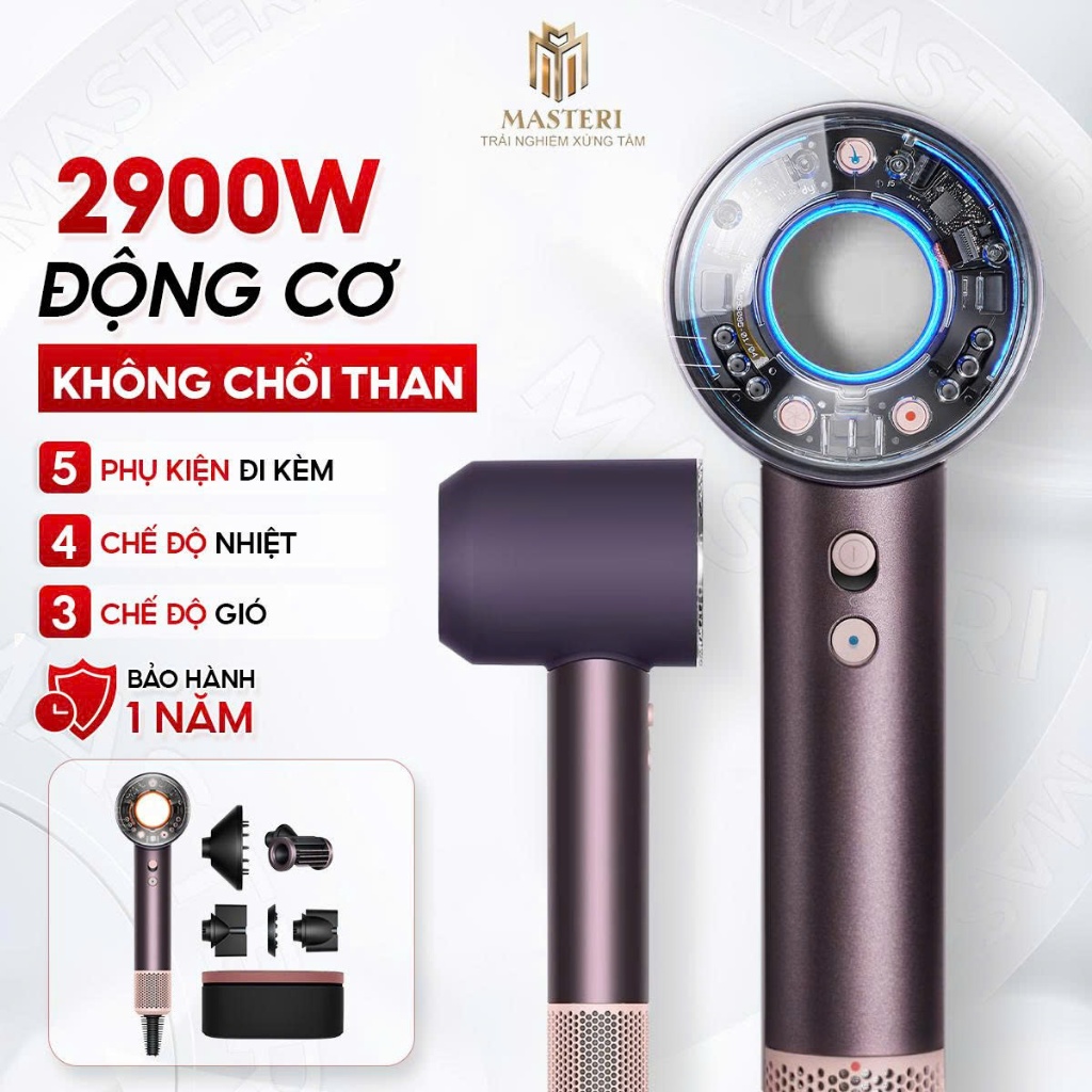 Máy sấy tóc chính hãng Masteri MT8,công suất lớn 2900W có ion âm bảo vệ tóc, Sấy nhanh và tạo kiểu chuyên nghiệp