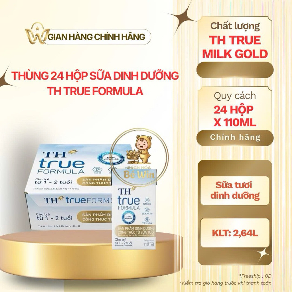 Thùng 24 Hộp 110ml  Sữa Dinh Dưỡng Công Thức TH true FORMULA milk Cho Trẻ 1-2 Tuổi