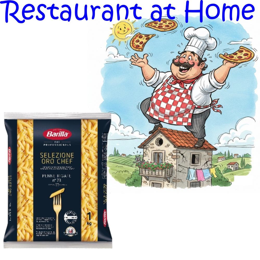 Mì Ý Penne Rigate Chef Barilla 1kg – Pasta Ống Cỡ Lớn, Phù Hợp Nhà Hàng