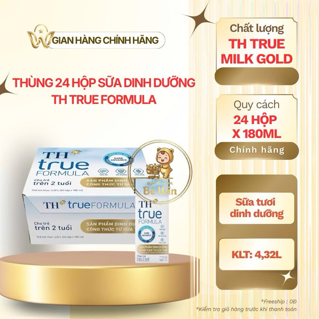 Thùng 24 Hộp Sữa 180ml Dinh Dưỡng Công Thức TH true FORMULA milk Cho Trẻ trên 2 Tuổi