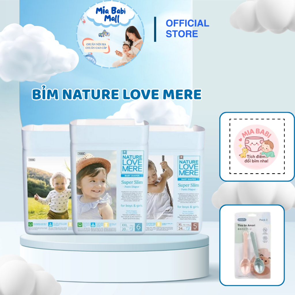 COMBO 4 BỊCH 1 THÙNG Tã/bỉm Nature Love Mere cho bé nội địa Hàn cao cấp Miastore2309