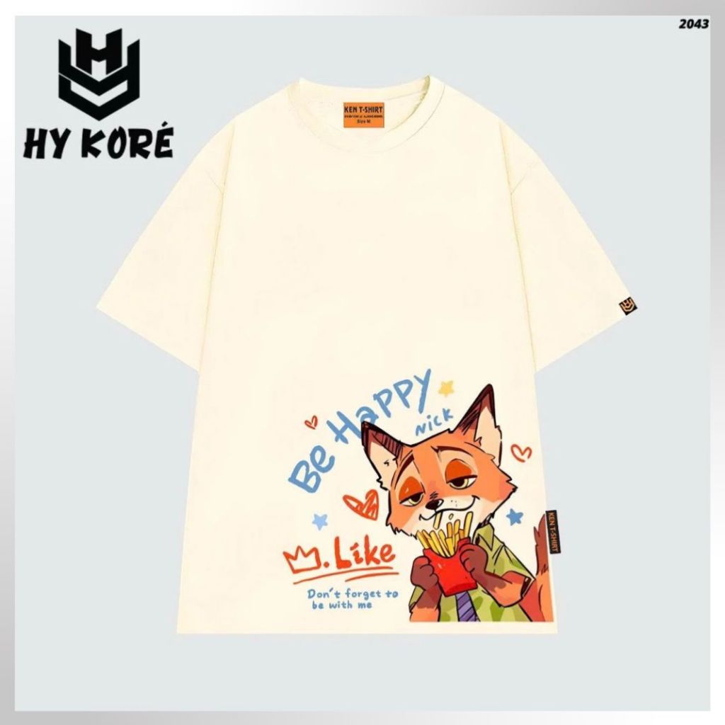 HY KOREA HCM - Áo Thun Form Rộng Cáo Nicky Happy