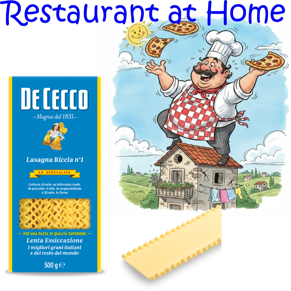 Mì Ý Lasagne Larga Riccia No.1 De Cecco 500g – Lá Pasta Gợn Sóng, Dùng Làm Lasagna