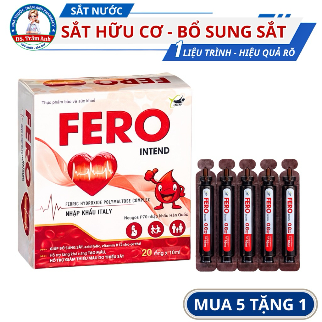 Sắt Nước Bổ Máu Ferovit – Dễ Hấp Thu, Hỗ Trợ Thiếu Máu Cho Bà Bầu & Trẻ Em - Hộp 20 Ống