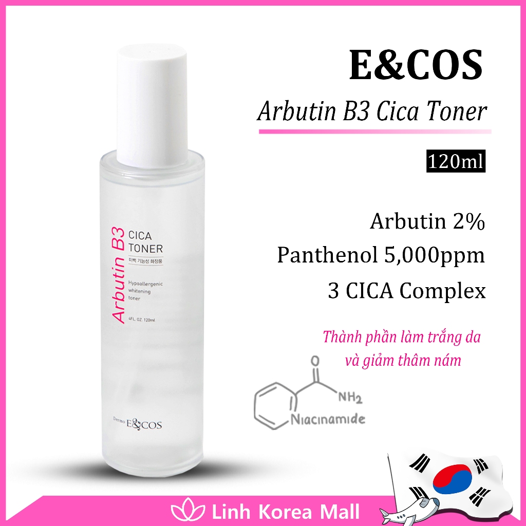 Nước cân bằng da E&COS Arbutin B3 Cica Toner 120ml