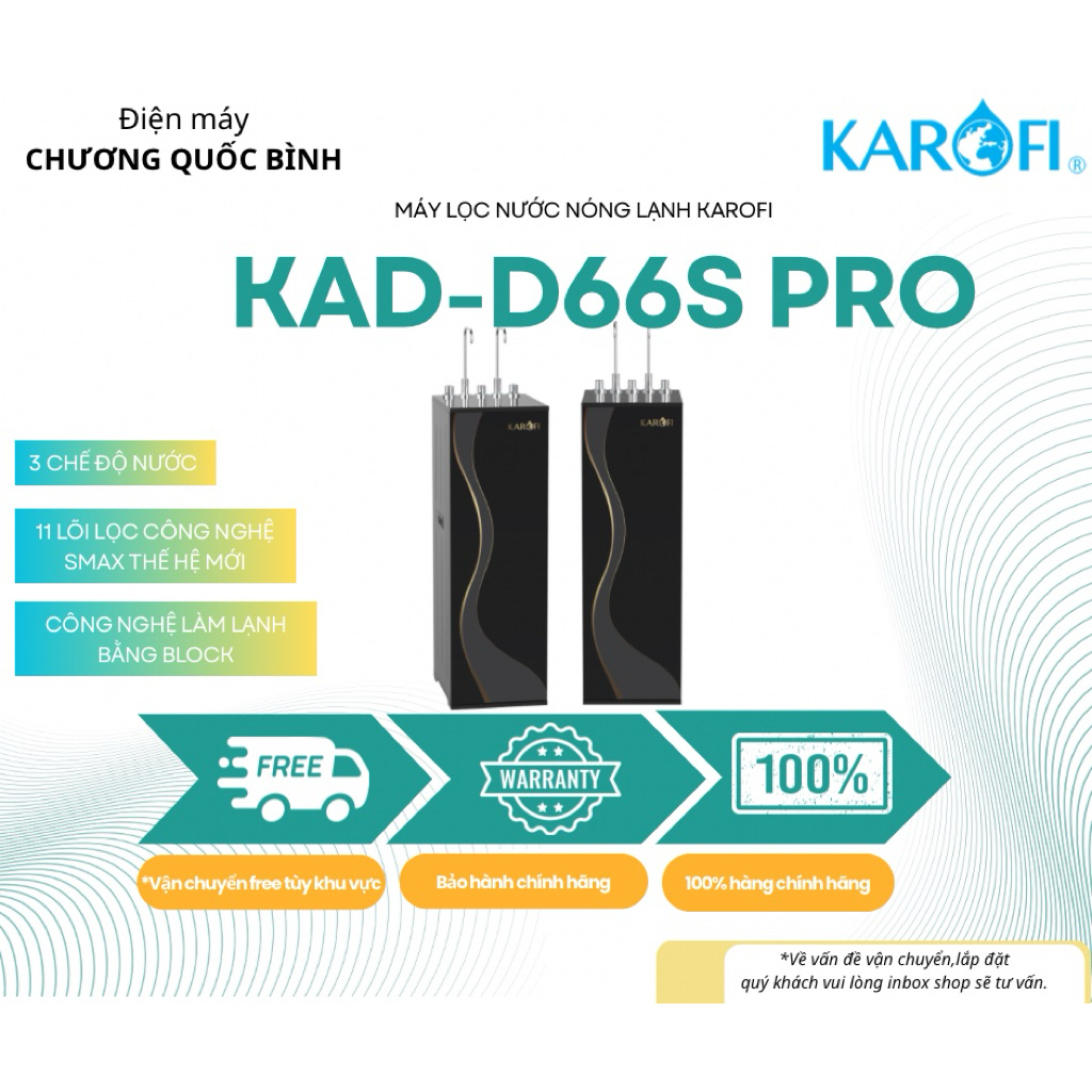 Máy lọc nước nóng lạnh Karofi KAD-D66S PRO 11 lõi 3 chế độ nước