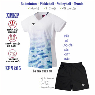 Áo thể thao NỮ cao cấp chơi Cầu lông, Pickleball, Bóng bàn, Bóng chuyền,form đẹp, bán chạy, co giãn, in đẹp2mặt (KPN205)