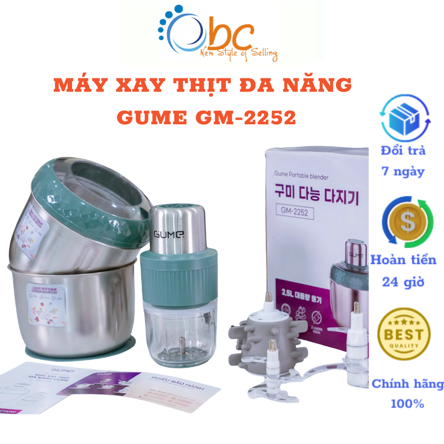 Máy Xay Thịt Đa Năng Gume Hàn Quốc GM-2252 Công Suất 500W Cối Inox 304