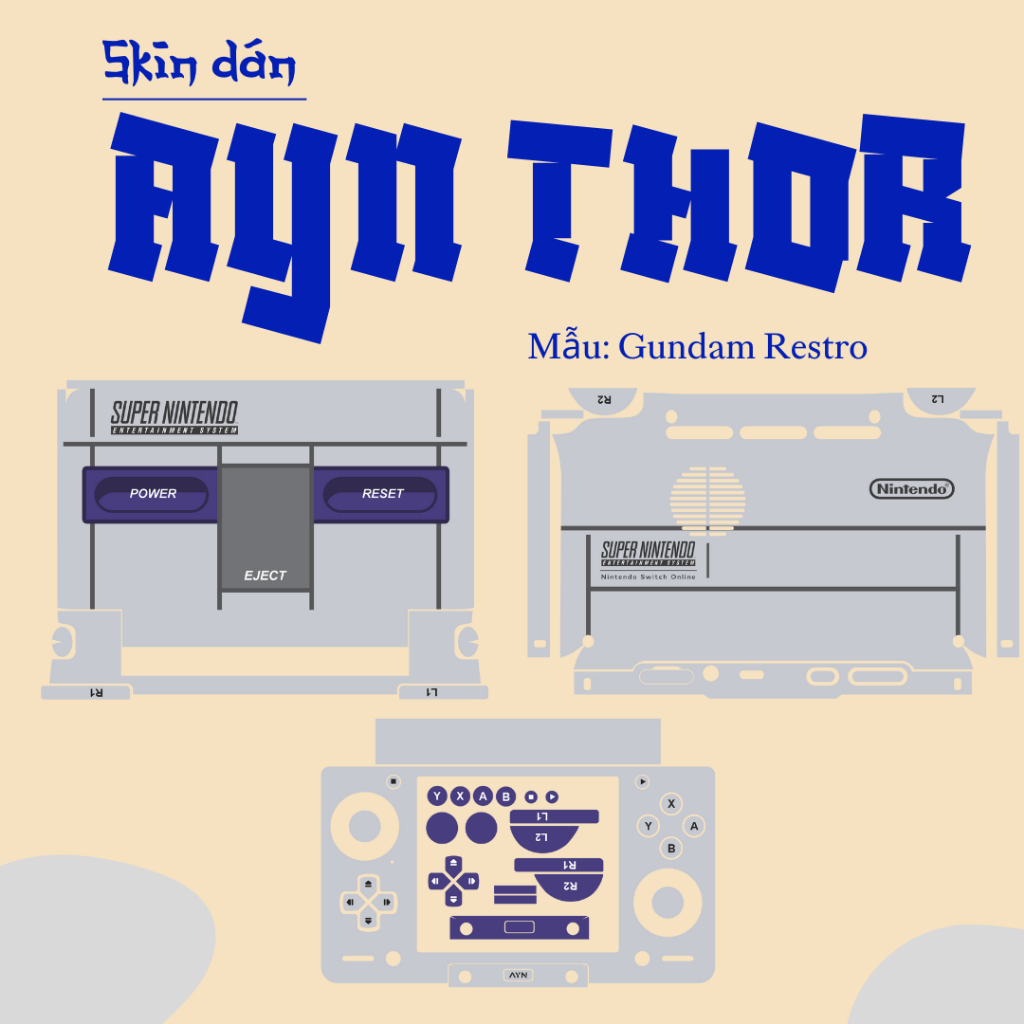 Skin dán AYN Thor mẫu Gundam Restro| Miếng dán Film 3M có custom theo yêu cầu