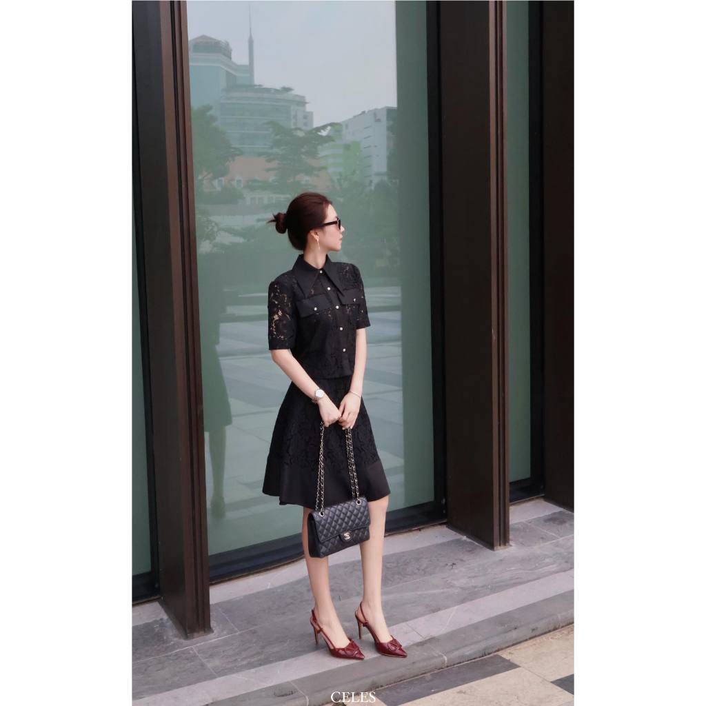 CELES Set đồ nữ EVAANNA sang trọng cao cấp với tone màu đen