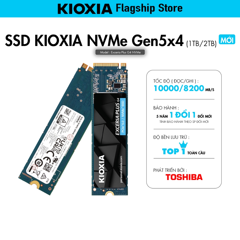 Ổ cứng SSD KIOXIA M2 PCIe 4.0 / 5.0 NVMe Gen4 / Gen5 2280 [ Exceria Plus G3 / Exceria Plus G4 ] - Hà
