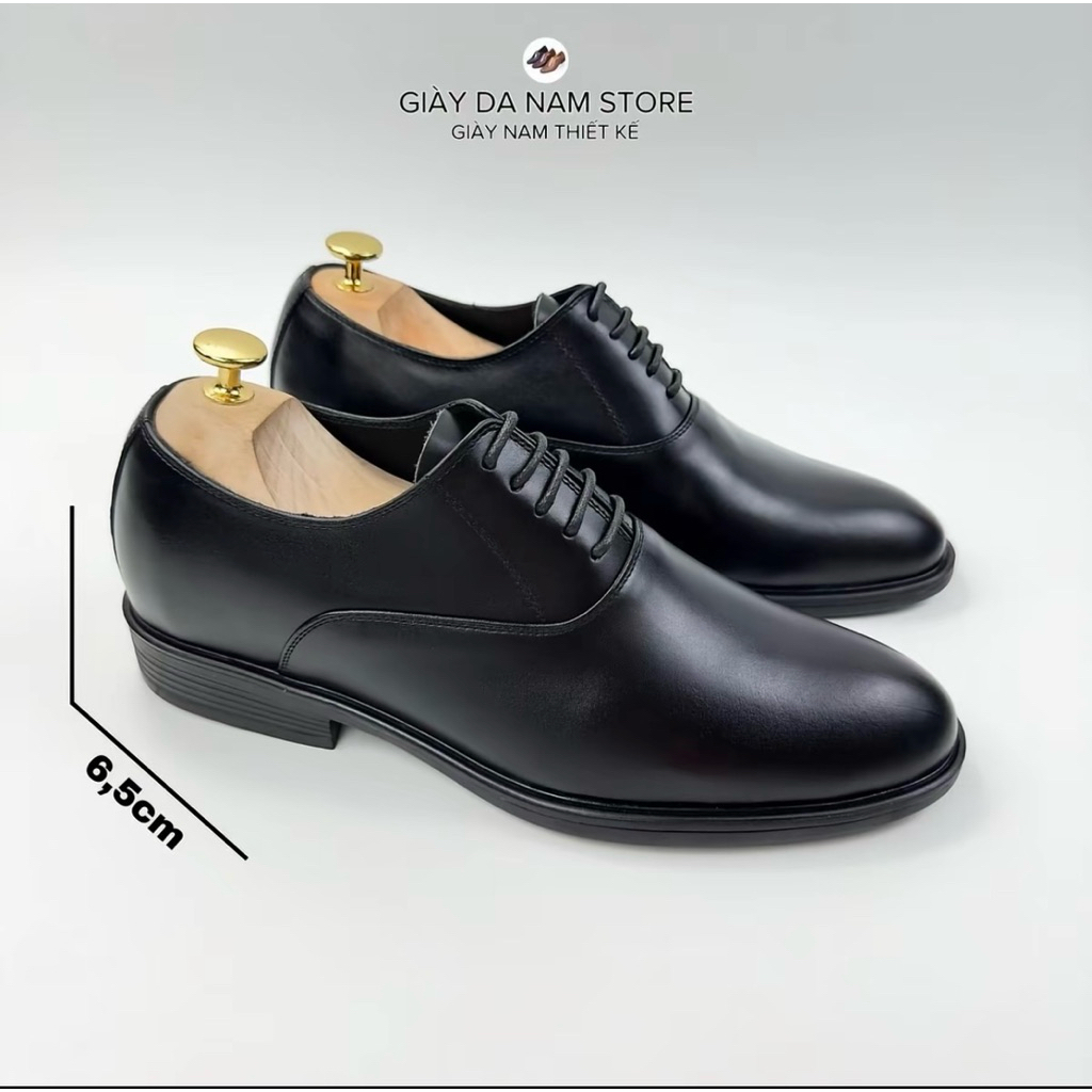 { Mẫu Mới Cao 6,5cm } Giày Tây Nam Tăng Chiều Cao 6,5cm - Giày Oxfofd Công Sở Tăng Cao- Da Bò Cao Cấp - Đế Khâu - Bh 12T