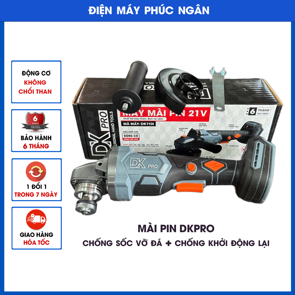 Thân máy mài DKPRO - chống sốc vỡ đá, chống khởi động lại. Động Cơ K Chổi Than, chân pin phổ thông