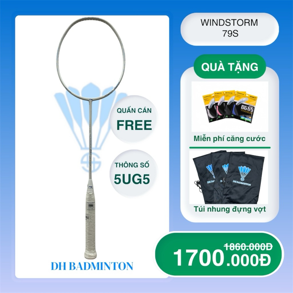 Vợt lining windstorm 79s 5u bảo hành 90 ngày, tặng kèm bao đựng vợt