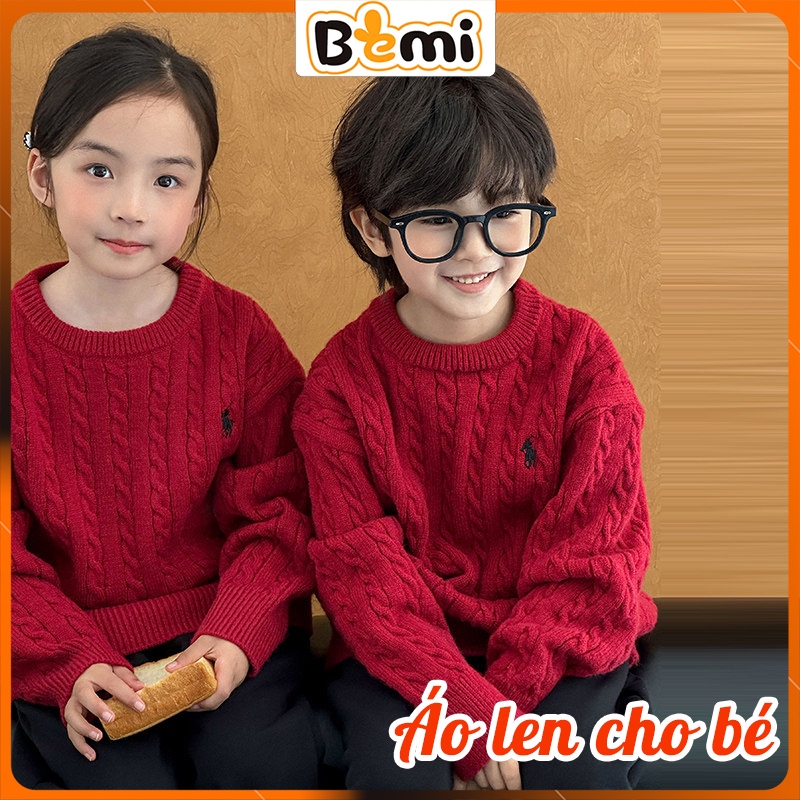 Áo len đỏ cho bé trai bé gái AMBB Áo len bé trai Quảng Châu Áo len bé gái Áo len màu đỏ cho bé
