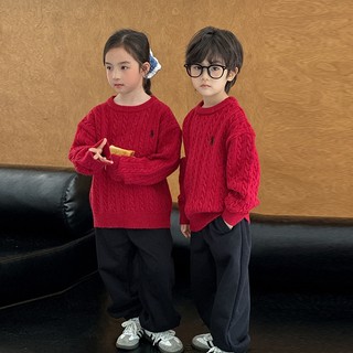 Áo len đỏ cho bé trai bé gái AMBB Áo len bé trai Quảng Châu Áo len bé gái Áo len màu đỏ cho bé