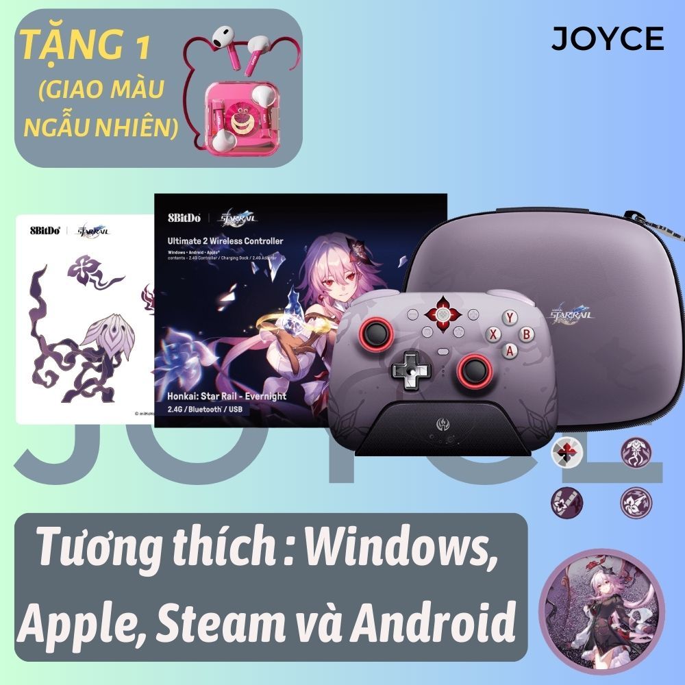 Tay cầm 8BitDo Ultimate 2 Wireless Controller Honkai Kèm Dock Sạc (Tặng túi, charm, núm bọc)