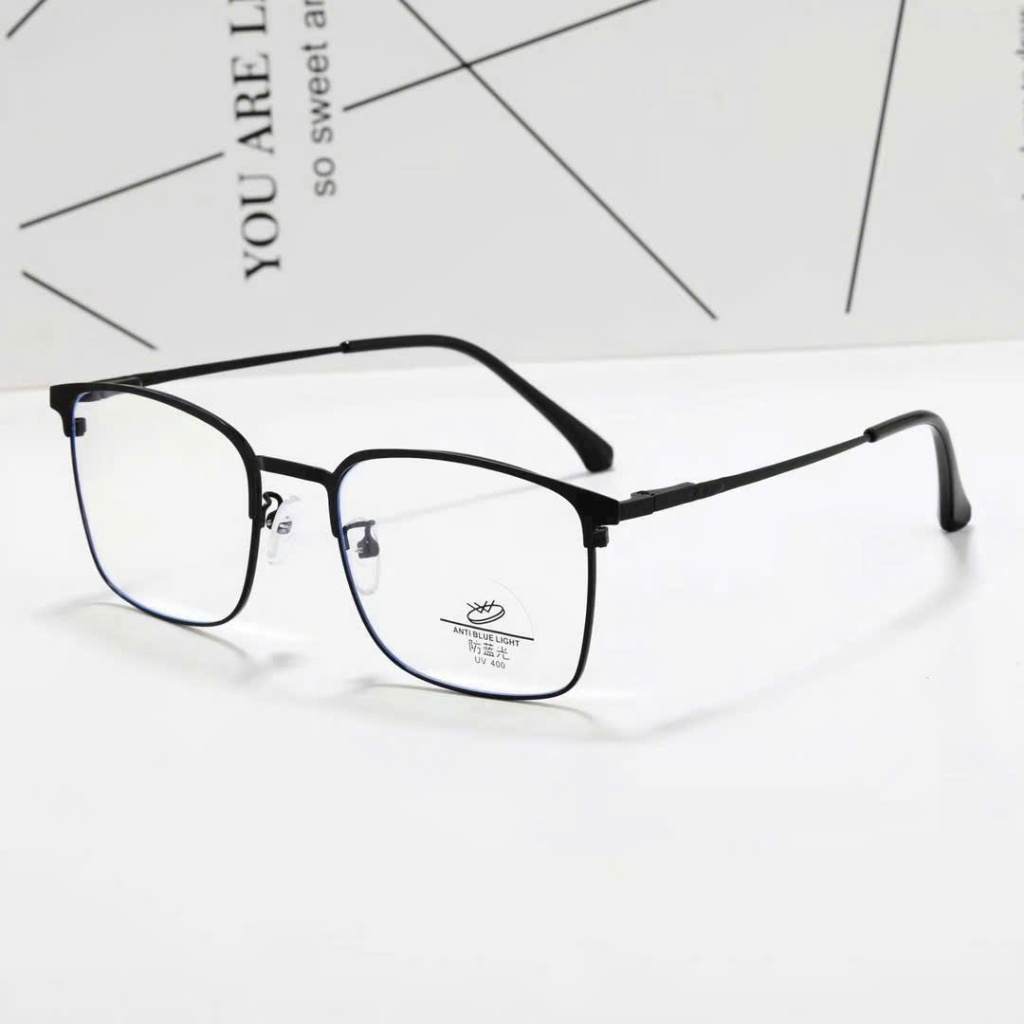 Gong Kính Cận Nam Dáng Vuông Cao Cấp Titanium Mảnh Nhẹ Phong Cách Thanh Lịch Sang Trọng Tổng Tài Trò