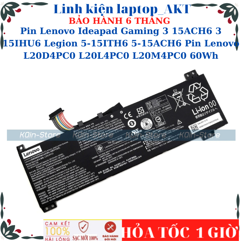 Pin Lenovo Ideapad Gaming 3 15ACH6 3 15IHU6 Legion 5-15ITH6 5-15ACH6 Pin Lenovo L20D4PC0 L20L4PC0 L2