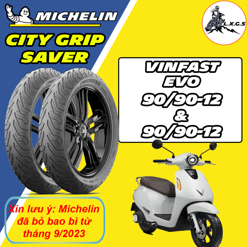 (CITY GRIP SAVER - VINFAST EVO) Vỏ lốp xe Michelin City Grip Saver size 90/90-12 và 90/90-12