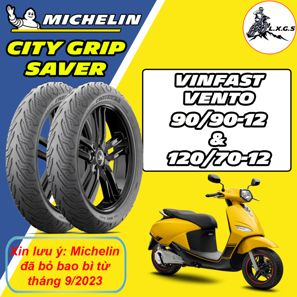 (CITY GRIP SAVER - VINFAST VENTO) Vỏ lốp xe Michelin City Grip Saver size 90/90-12 và 120/70-12