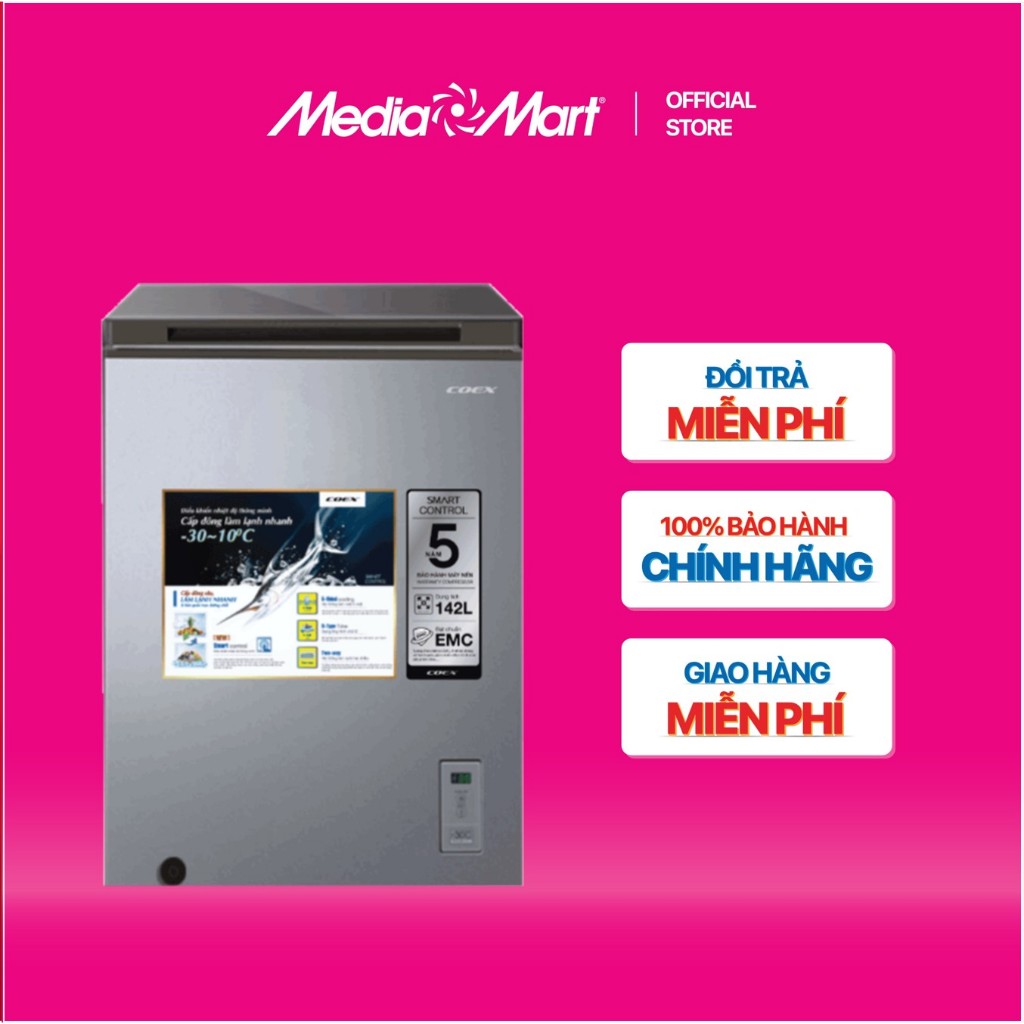 Miễn phí Ship - Tủ đông 142 Lít Coex CF-4015G Cấp đông nhanh đến (-30 độ C) Giữ lạnh 10 giờ mất điện