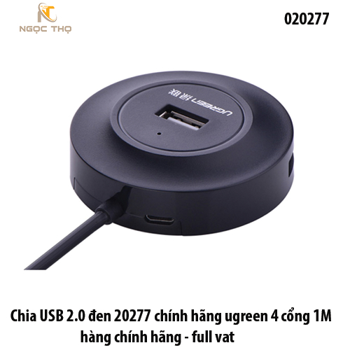 Bộ chia UGREEN 20277 –Bộ chia USB UGREEN 20277 - USB 2.0 4 cổng, dây 1m – Màu đen – Chính   hãng – F