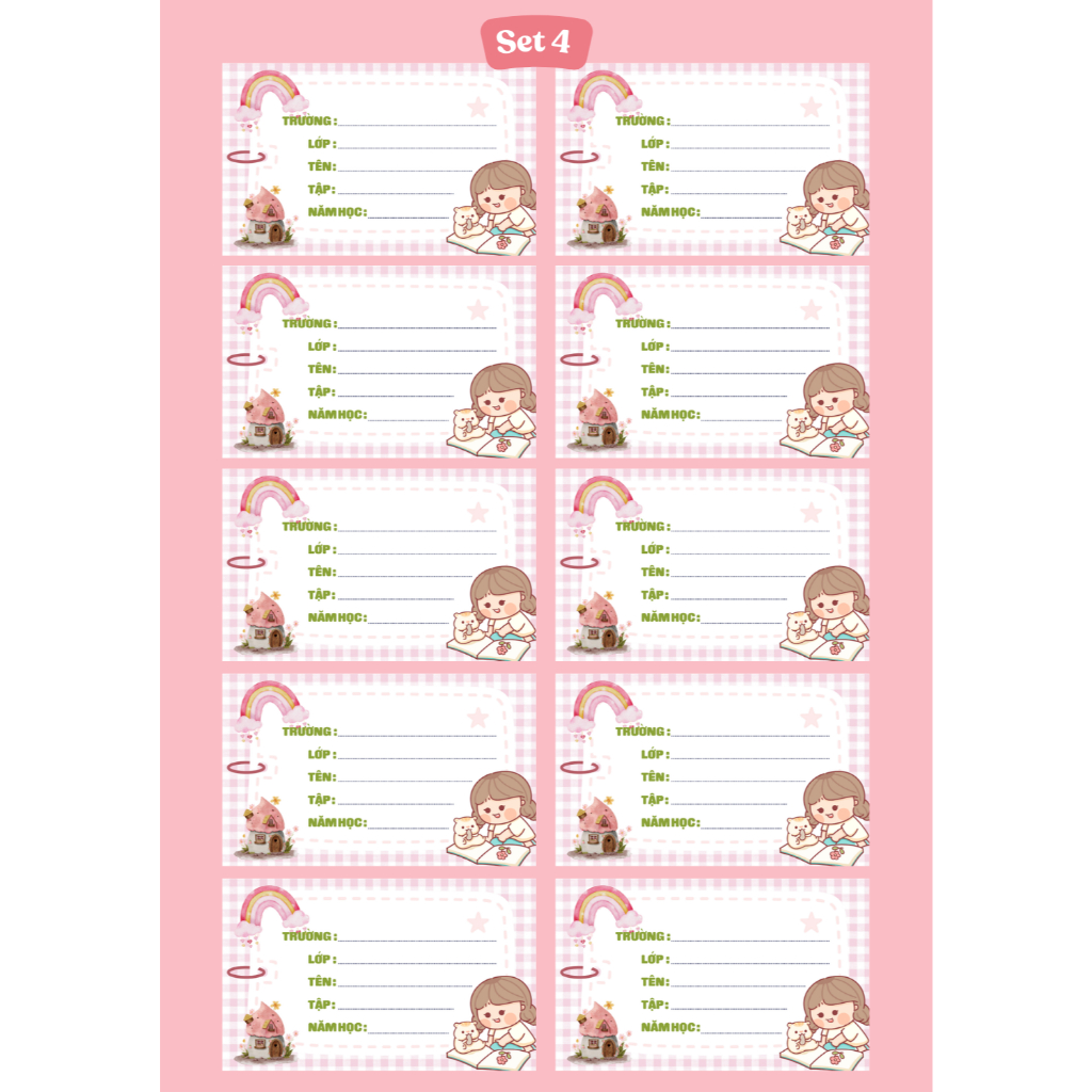 Nhãn vở, nhãn tên, nhãn sách [Set 10 nhãn]