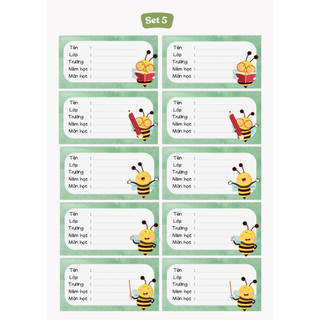Nhãn vở, nhãn tên, nhãn sách [Set 10 nhãn]