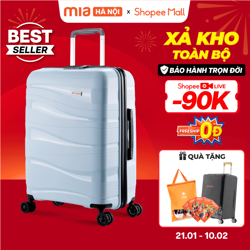 [✨BEST SELLER] Vali Kéo MIA Du Lịch Pisani LANI Size 20/24/28 Inch, Nhựa PP Dẻo Siêu Bền, Khóa TSA, 