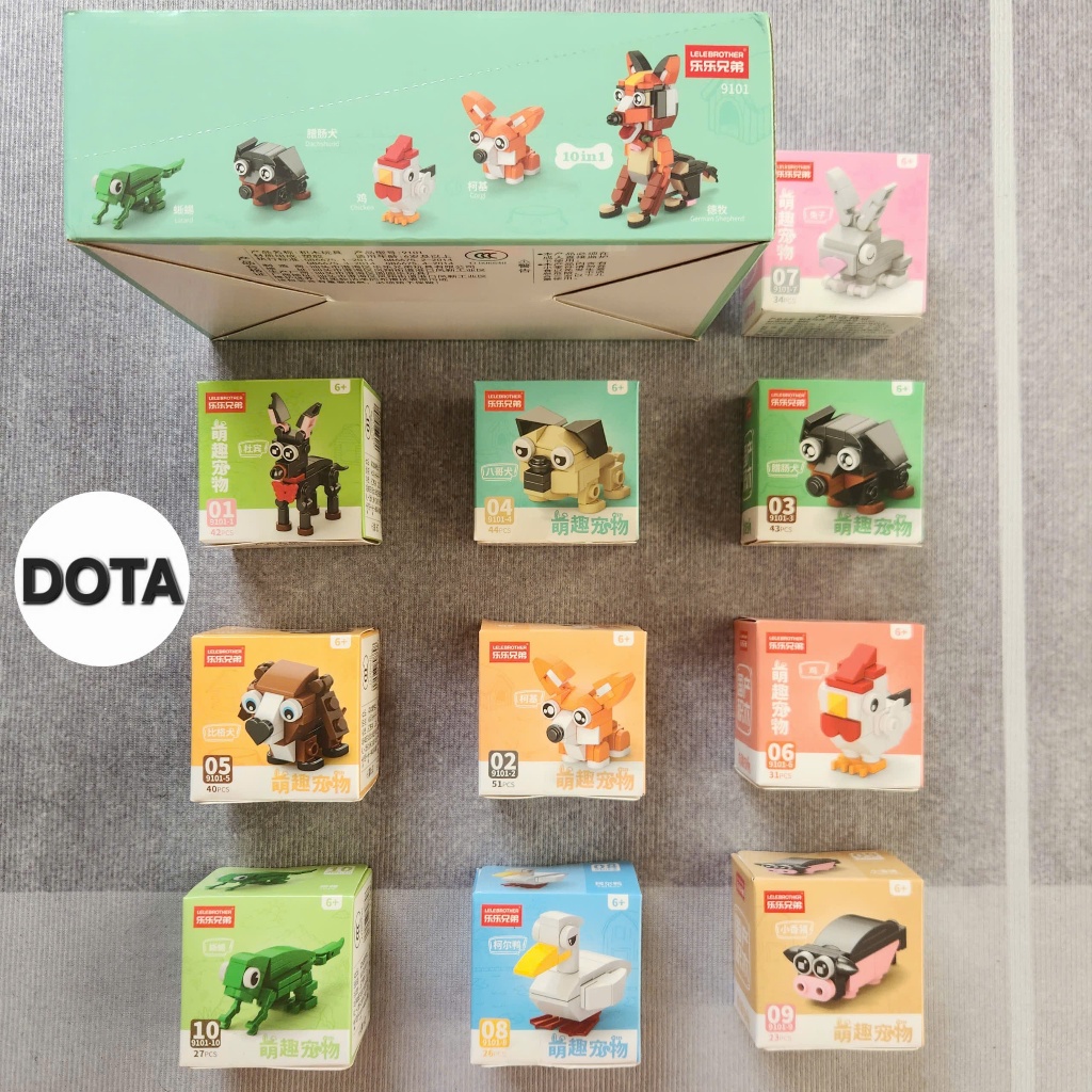 Set 10in1 Mô Hình Đồ Chơi Lắp Ghép 3D Mini Cún Vàng, Động Vật Nhỏ Nuôi Trong Nhà