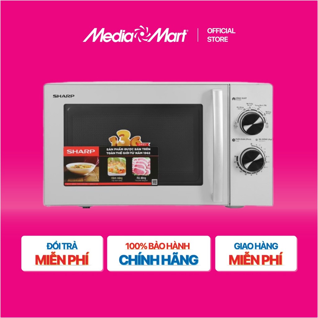 Miễn phí Ship - Lò vi sóng Sharp 23 Lít R-32A2VN-S - 6 mức công suất Bảo hành chính hãng