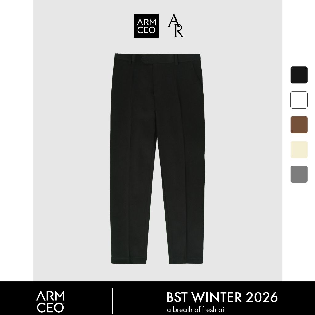 Quần âu nam đen dáng baggy ARMCEO Aiden cạp cao tôn dáng, co giãn thoải mái-A01