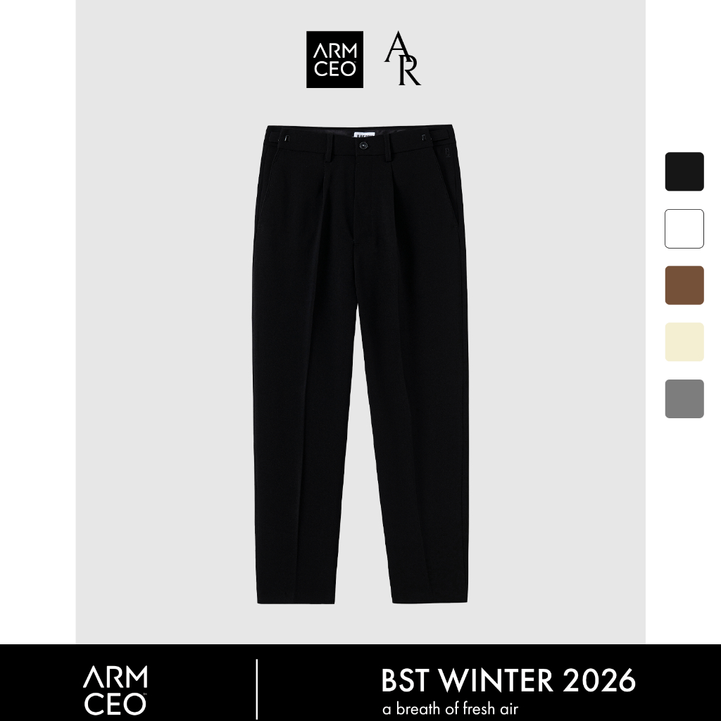 Quần âu nam đen cạp cao dáng baggy suông ARMCEO Smart Cool hack dáng cạp điều chỉnh tăng giảm thông minh 5 màu -A02