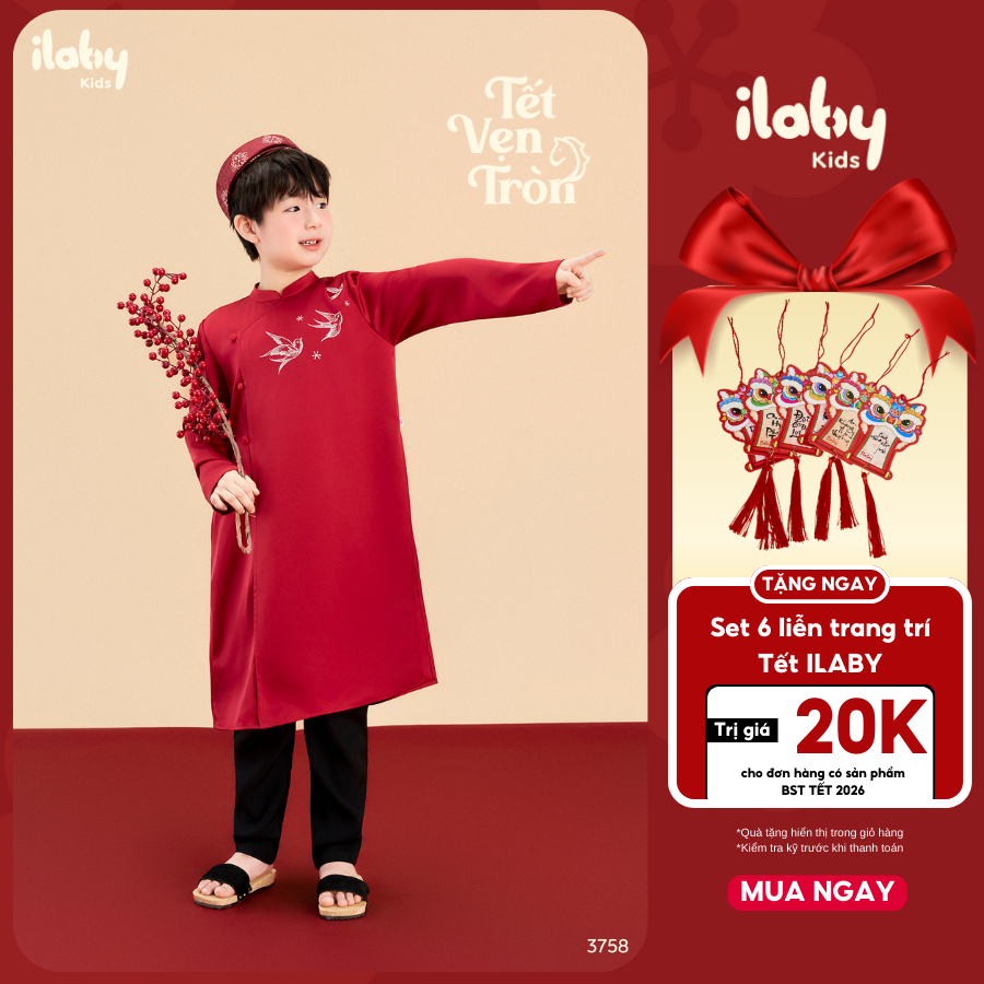 [HOT TREND] Áo dài bé trai ILABY áo dài cách tân bé trai TRÚC AN thiết kế 2 tà chất liệu lụa cao cấp