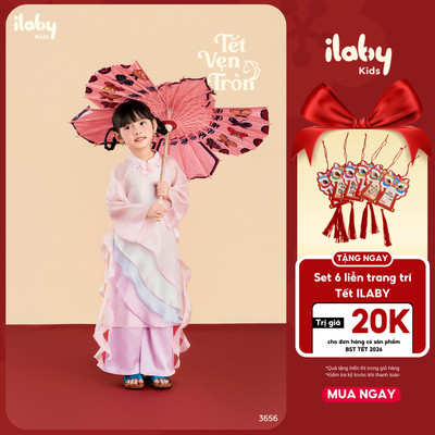 [HOT TREND] Áo dài bé gái ILABY áo dài cách tân bé gái UYỂN SẮC áo dài 2 tà chất liệu tơ thêu [3656]