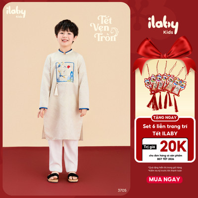[HOT TREND] Áo dài bé trai ILABY áo dài cách tân bé trai SƠN HẠC thiết kế 2 tà chất liệu gấm đứng form cao cấp [3705]
