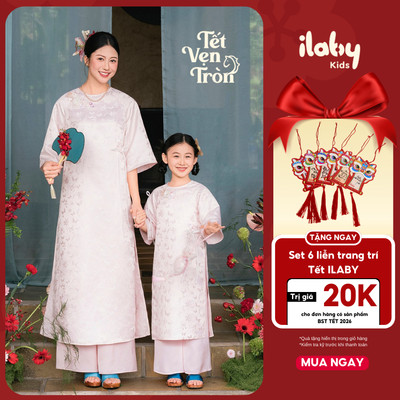[HOT TREND] Áo dài bé gái ILABY áo dài cho bé gái NGỌC HOA chất liệu gấm hoa cao cấp thiết kế cách tân 2 tà [3795]