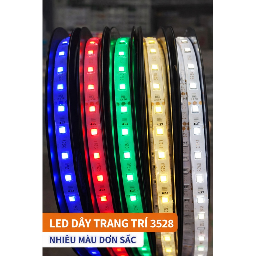 Dây led  3528 12v 5m/ cuộn có bọc silicone chống nước
