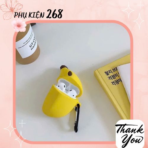 Ốp Silicon Bảo Vệ Airpod 2 3 Pro - Tai Nghe Không Dây Hình Chuối Dễ Thương, Kèm Móc Treo