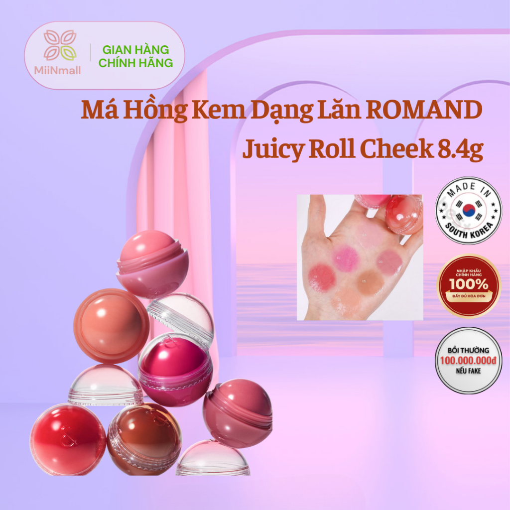 Má Hồng Kem Dạng Lăn, Căng Bóng ROMAND Juicy Roll Cheek 8.4g