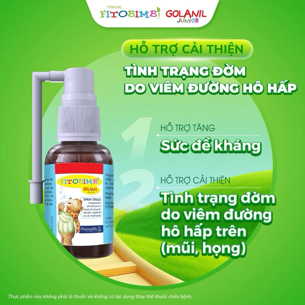 Fitobimbi Golanil junior xịt họng trẻ em - hỗ trợ giảm ho, khản tiếng cho bé (  Chính hãng Italy)
